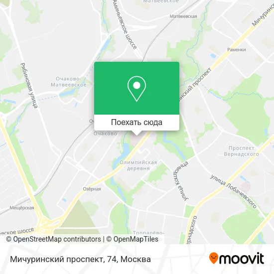 Карта Мичуринский проспект, 74