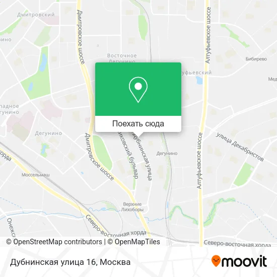 Карта Дубнинская улица 16