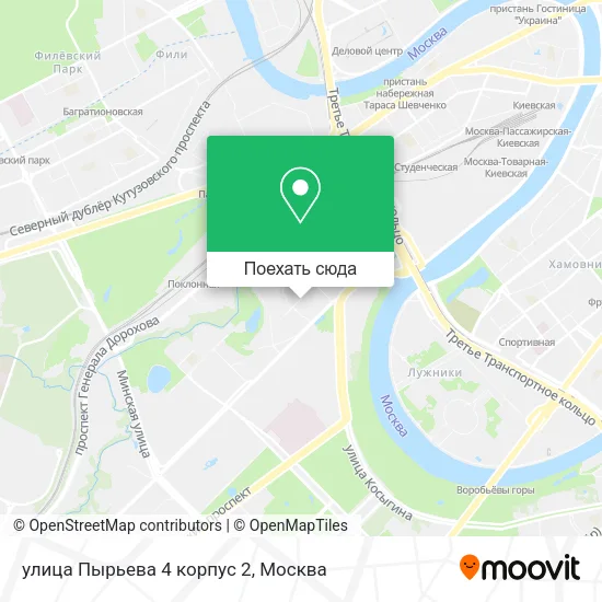 Карта улица Пырьева 4 корпус 2