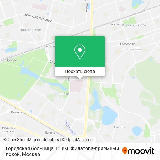 Карта Городская больница 15 им. Филатова-приёмный покой