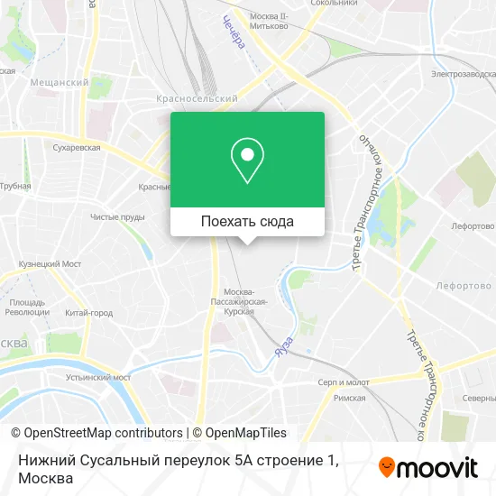 Карта Нижний Сусальный переулок 5А строение 1