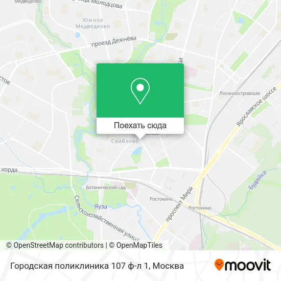 Карта Городская поликлиника 107 ф-л 1