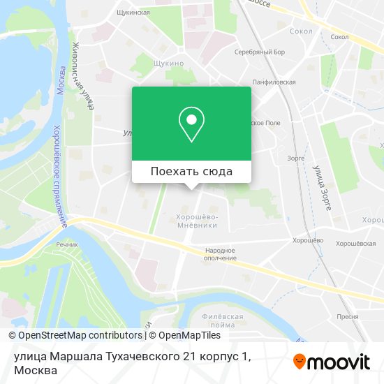 Карта улица Маршала Тухачевского 21 корпус 1