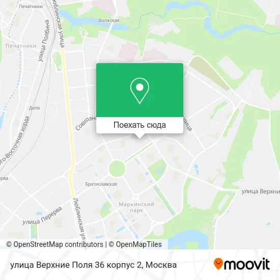Карта улица Верхние Поля 36 корпус 2