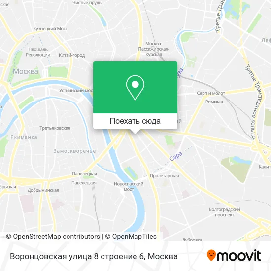 Карта Воронцовская улица 8 строение 6