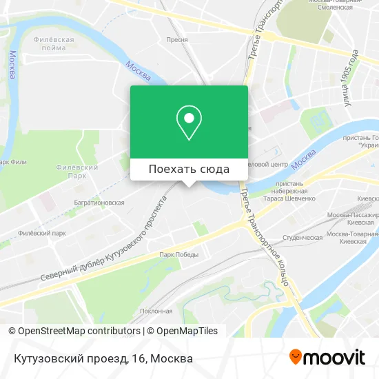 Карта Кутузовский проезд, 16