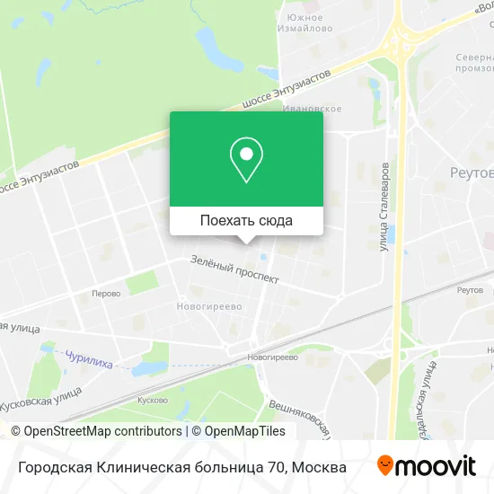 Карта Городская Клиническая больница 70
