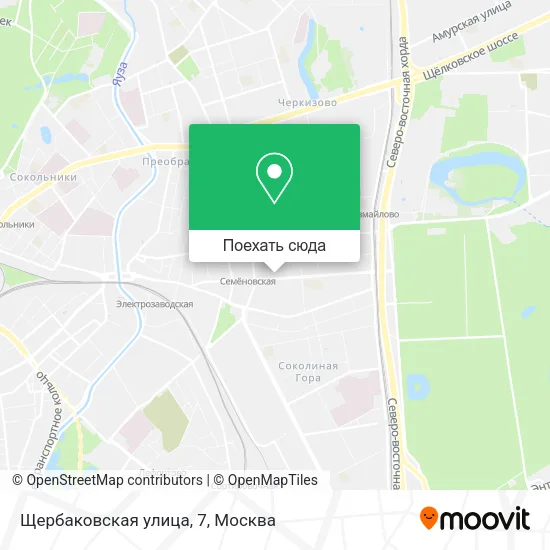Карта Щербаковская улица, 7