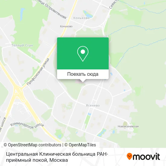 Карта Центральная Клиническая больница РАН-приёмный покой