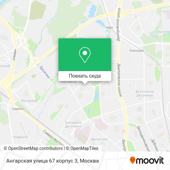 Карта Ангарская улица 67 корпус 3