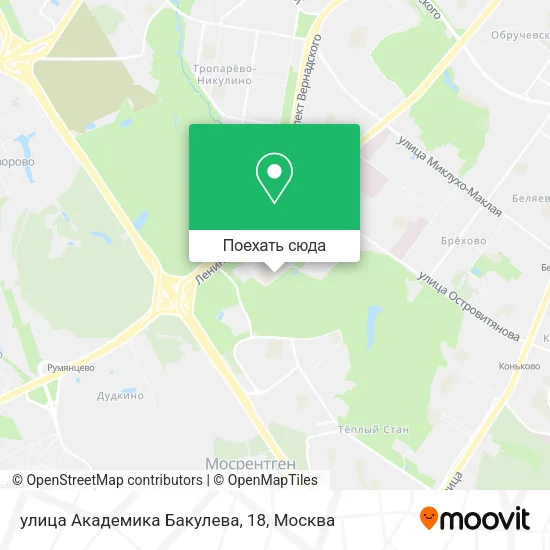 Карта улица Академика Бакулева, 18