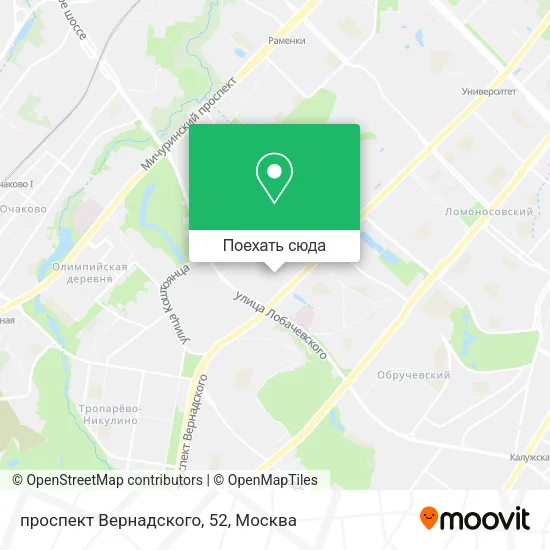 Карта проспект Вернадского, 52