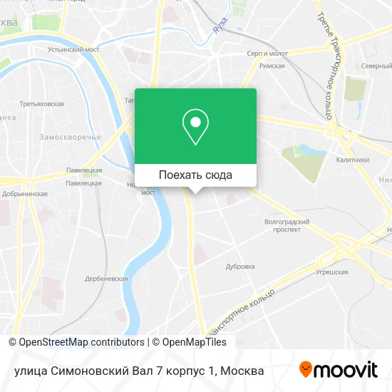 Карта улица Симоновский Вал 7 корпус 1