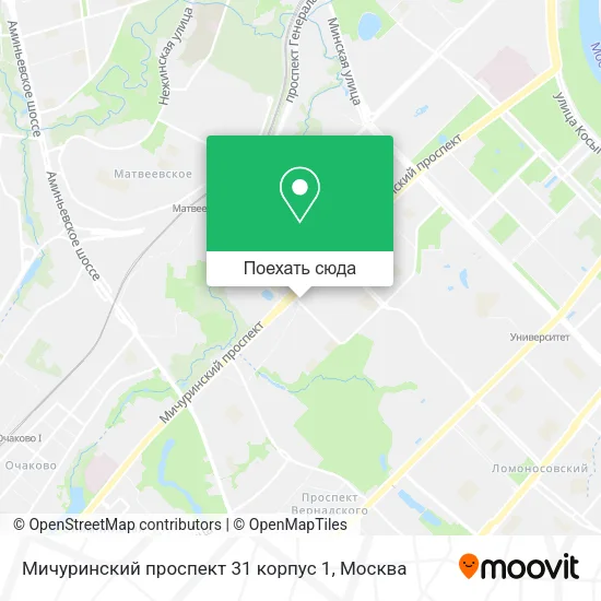 Карта Мичуринский проспект 31 корпус 1