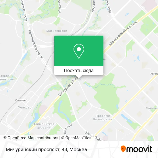 Карта Мичуринский проспект, 43