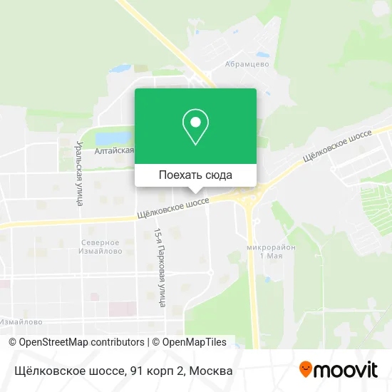 Карта Щёлковское шоссе, 91 корп 2
