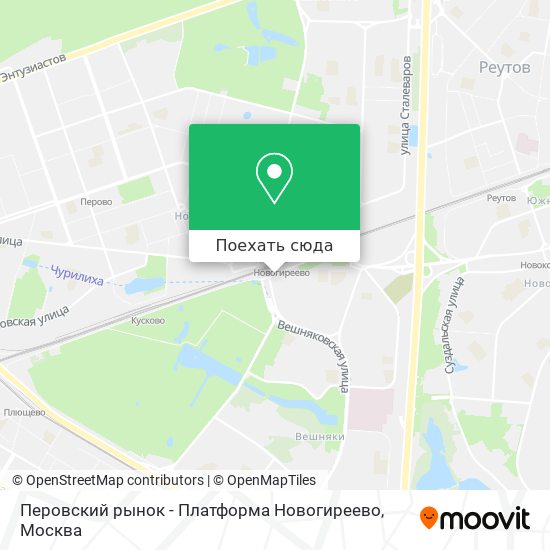 Карта Перовский рынок - Платформа Новогиреево