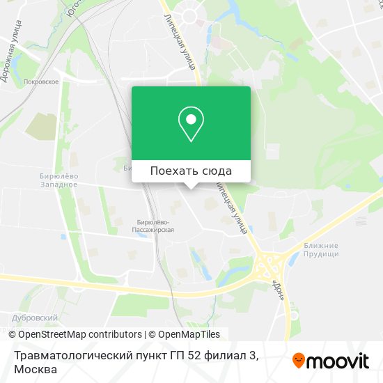 Карта Травматологический пункт ГП 52 филиал 3