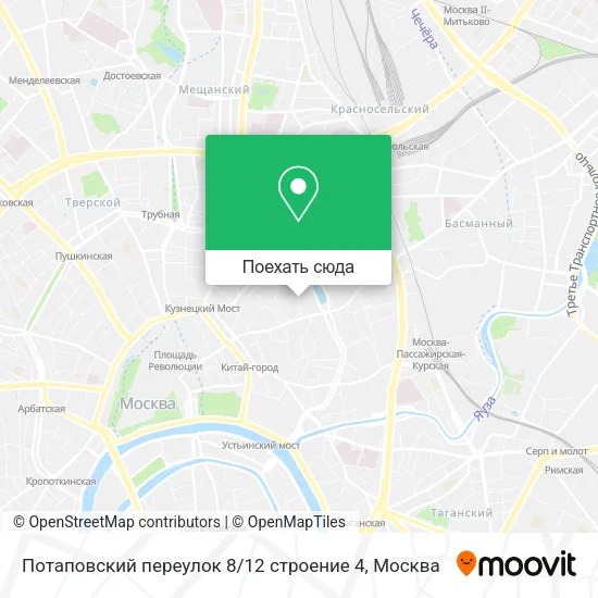 Карта Потаповский переулок 8 / 12 строение 4