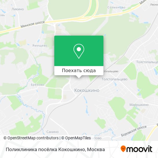 Карта Поликлиника посёлка Кокошкино