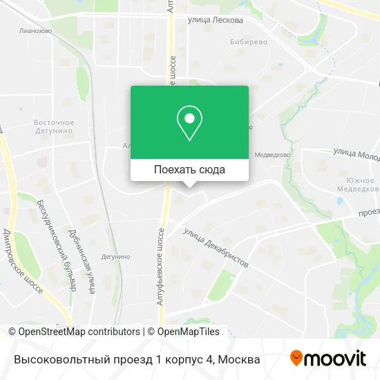 Карта Высоковольтный проезд 1 корпус 4