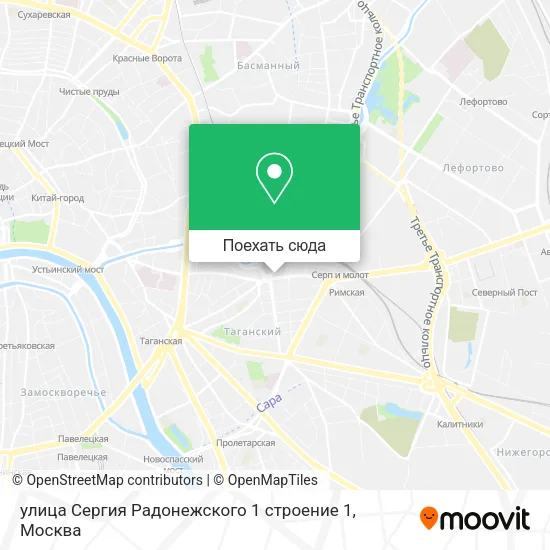Карта улица Сергия Радонежского 1 строение 1