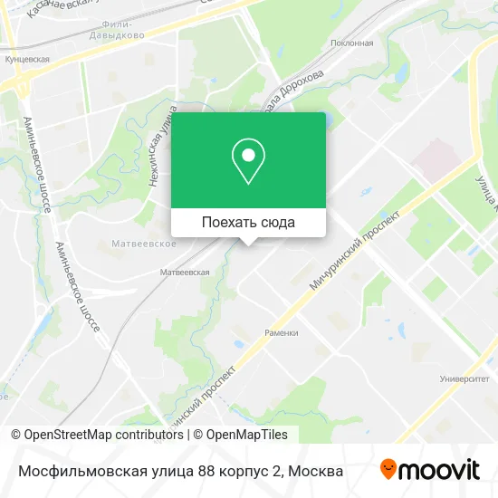 Карта Мосфильмовская улица 88 корпус 2