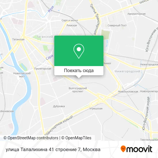 Карта улица Талалихина 41 строение 7