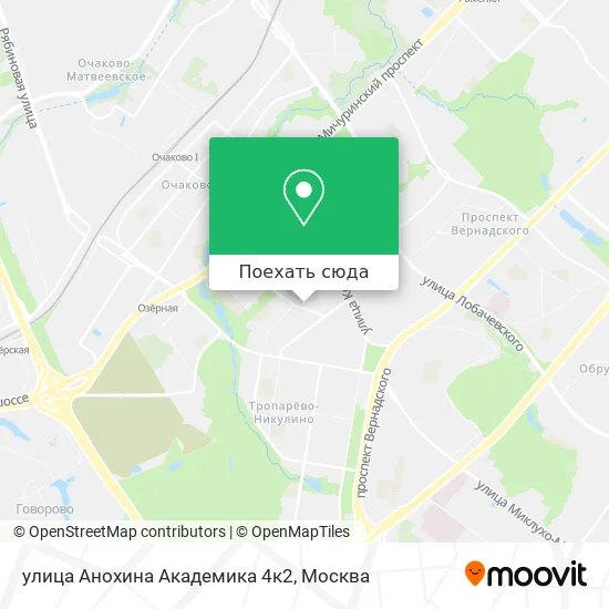 Карта улица Анохина Академика 4к2