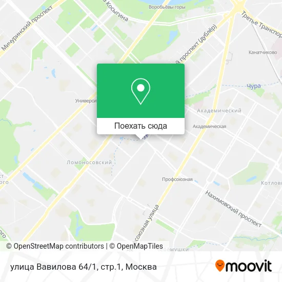 Карта улица Вавилова 64/1, стр.1