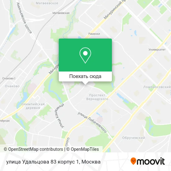 Карта улица Удальцова 83 корпус 1