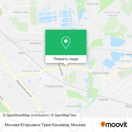 Карта Москва-Егорьевск-Тума-Касимов