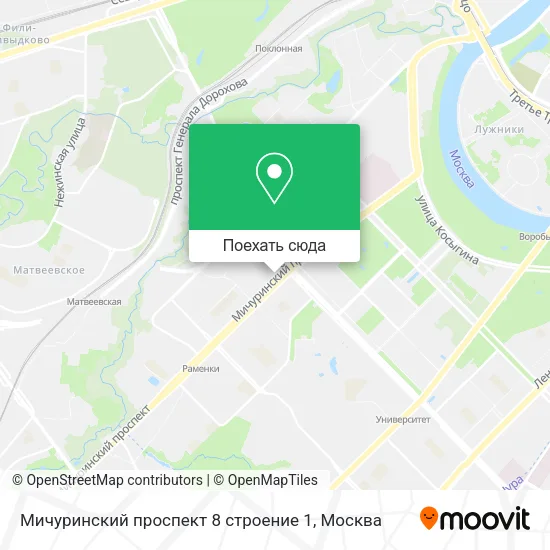 Карта Мичуринский проспект 8 строение 1