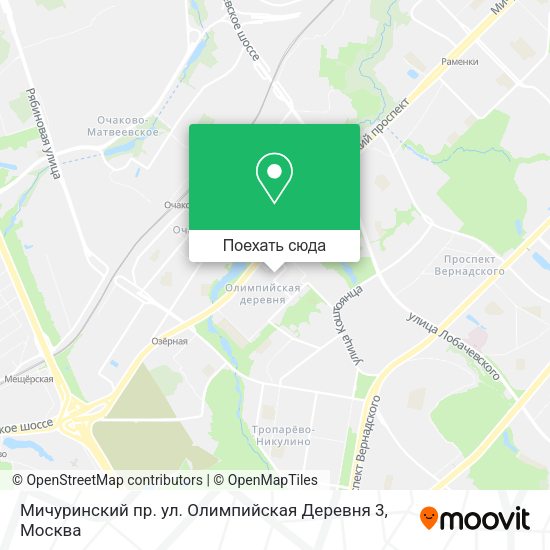 Карта Мичуринский пр. ул. Олимпийская Деревня 3