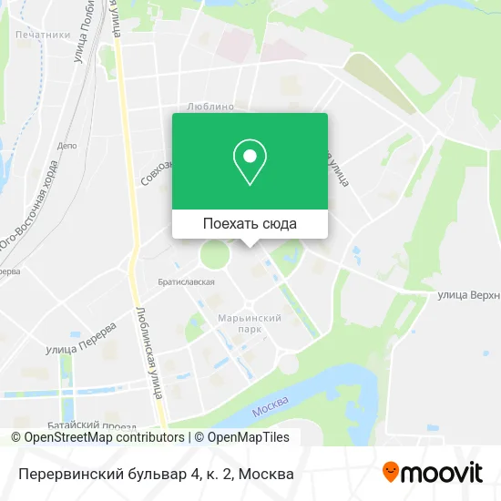 Карта Перервинский бульвар 4, к. 2