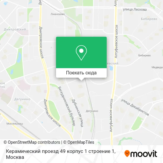 Карта Керамический проезд 49 корпус 1 строение 1