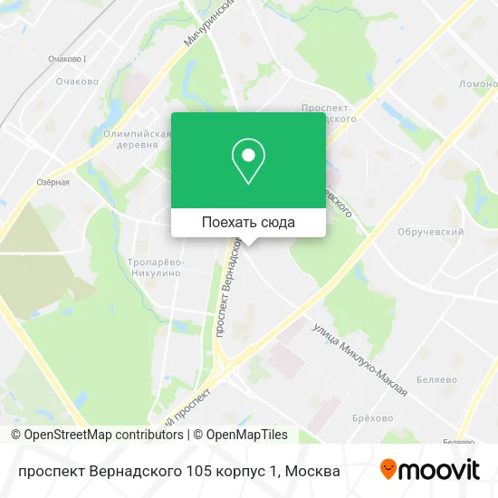 Карта проспект Вернадского 105 корпус 1