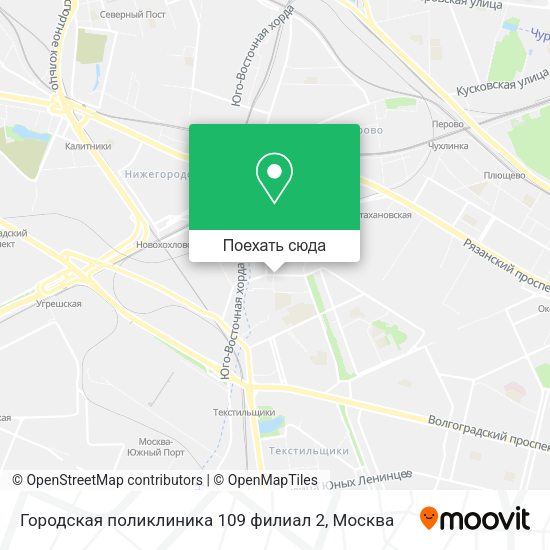 Карта Городская поликлиника 109 филиал 2