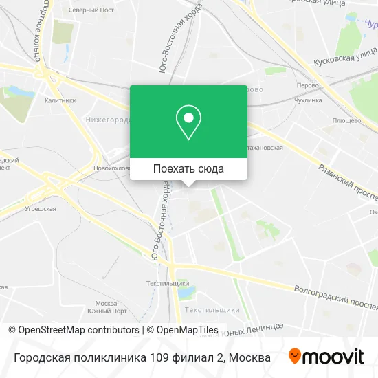 Карта Городская поликлиника 109 филиал 2