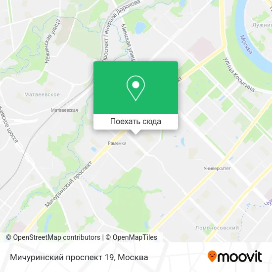 Карта Мичуринский проспект 19