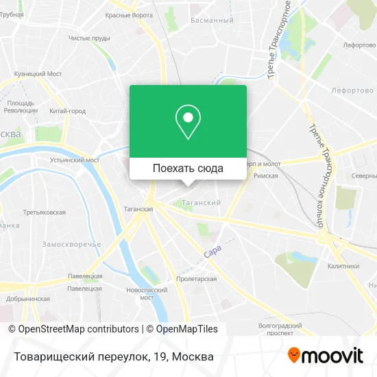 Карта Товарищеский переулок, 19