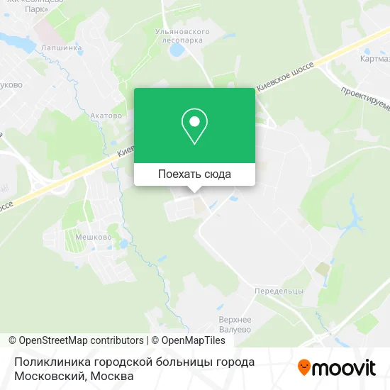 Карта Поликлиника городской больницы города Московский
