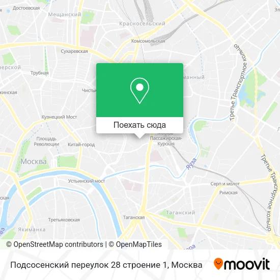 Карта Подсосенский переулок 28 строение 1