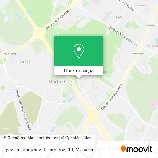Карта улица Генерала Тюленева, 13