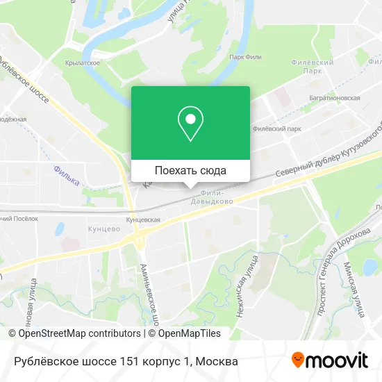 Карта Рублёвское шоссе 151 корпус 1