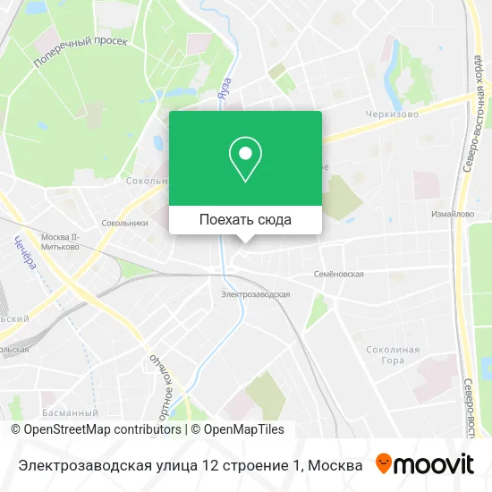 Карта Электрозаводская улица 12 строение 1