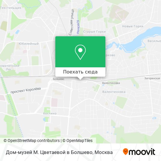 Карта Дом-музей М. Цветаевой в Болшево