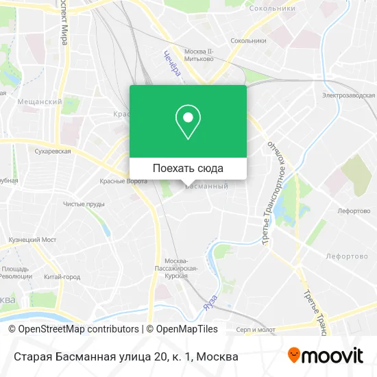 Карта Старая Басманная улица 20, к. 1
