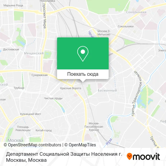 Карта Департамент Социальной Защиты Населения г. Москвы