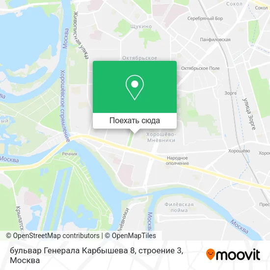 Карта бульвар Генерала Карбышева 8, строение 3